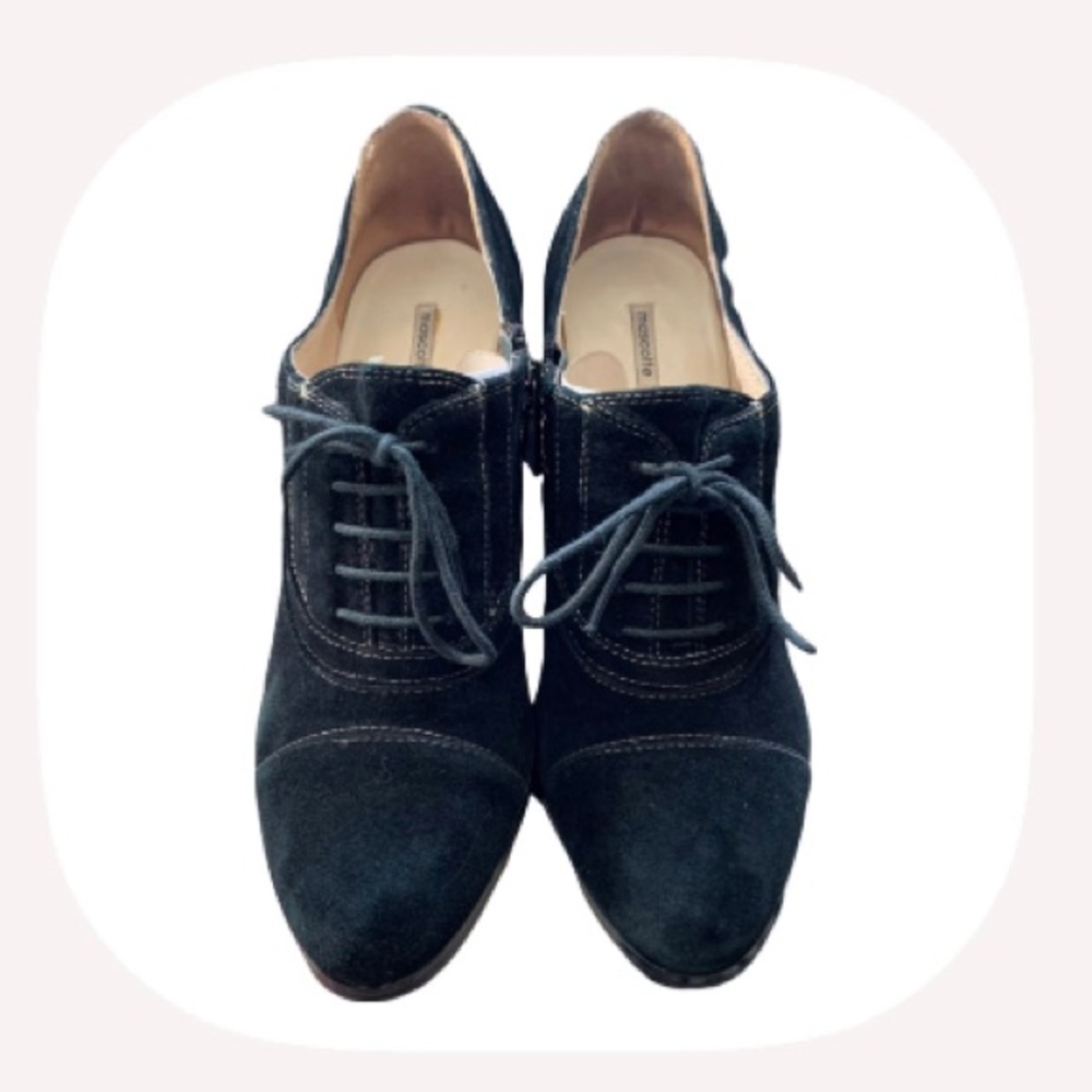 Black Suede, Mascotte, high heeled shoe. Women’s Size 9